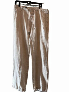 Perry Ellis Linen Pull-On Pants in Beige Waist 34